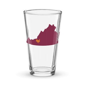 Bicchiere da pinta Blacksburg Hokies Virginia Tech, bicchiere da pinta VT, bicchiere da pinta Virginia, bicchiere Hokies, bicchiere da pinta Silhouette Blacksburg, Virginia