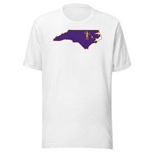 North Carolina Pirate Flag Shirt, Purple and Gold NC Outline Tee, Blackbeard Inspired OBX ECU Game Day Gift