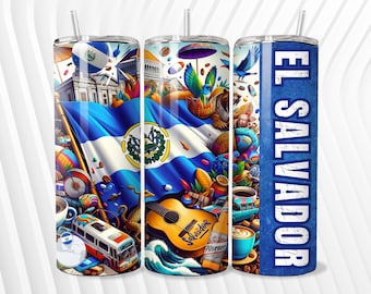 Vibrant El Salvador Flag Digital Design for Tumbler Wraps, Mouse Pads, and Tees!
