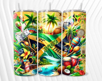 Bandiera Giamaica Tumbler Wrap 20oz, Giamaica png, Giamaica jpeg, tappetino per mouse design digitale ostenta il tuo orgoglio giamaicano