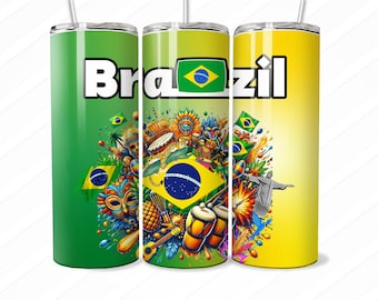 Diseño digital de la bandera de Brasil para envoltorios de vasos, calcomanías, tazas, camisetas / Arte del orgullo brasileño / Descarga instantánea
