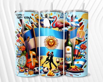 Diseño digital de la bandera de Argentina para envoltorios de vasos, calcomanías, tazas, camisetas / Arte del orgullo argentino / Descarga instantánea