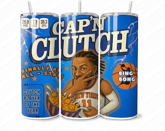 Jalen Brunson Knicks Tumbler Wrap: Captain Clutch Digital Design (PNG)