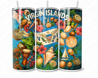 Virgin Islands Flag Tumbler Wrap: Caribbean Pride Design (SVG PNG)