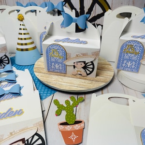 cajitas personalizadas para bautizo o cumpleaños diseño Charrito /cielito lindo