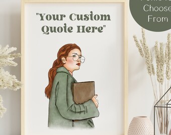 Custom quote art printable for book lover personalized quote digital download origial watercolor for book lover wall decor mothers day art