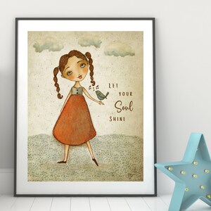 art for child wall art print vintage kids room decor original art for nursery decor for girl affirmation painting for girl illustration art