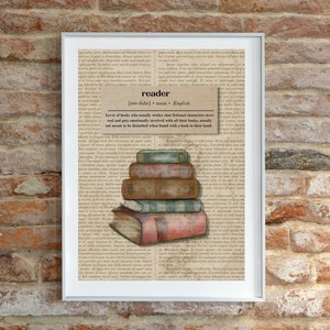 Vintage wall art for readers gift book art for office gifts for book lovers wall art cottagecore for readers gift original watercolor