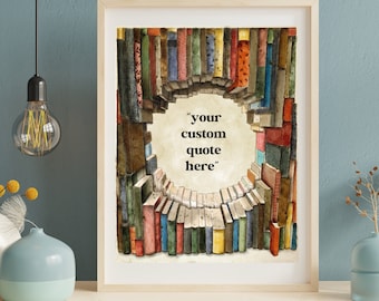 vintage art book print watercolor book art custom quote for book lovers library book art gift digital book illustration for classroom art