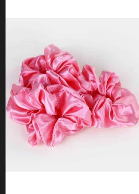 Pink Satin Scrunchies
