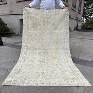 Antique Vintage Turkish Rug - 3.6x6.3 ft - Handmade Oushak Area Rug - Aesthetic Living Room Rug - Pastel Oversized Rug
