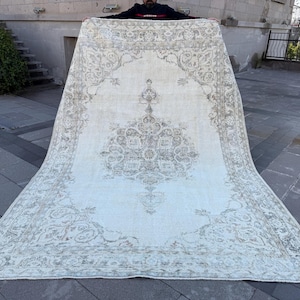 8x10 Boho Area Rug | Large Neutral Living Room Carpet | Vintage Style Home Decor