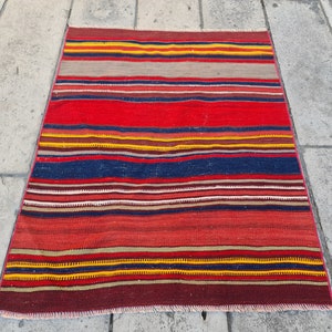 Vintage Turkish Small Rug - 3x4 Feet Rug - Turkish Area Rug - Aesthetic Vintage Rug- Bathroom Mat - Door Mat - Dressing Room Rug