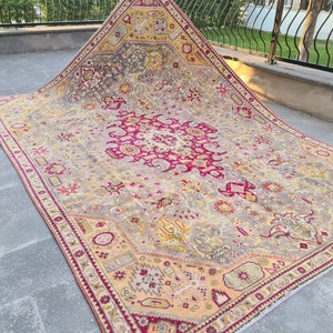 Vintage Turkish Rug - 7.5x11 Feet Rug - Antique Rug - Rug for Living Room - Oushak Rug - Area Rugs - Aesthetic Rugs - Oversized Rugs