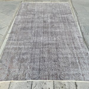 Grey Turkish Area Rug 5x8: Handmade Vintage Wool Rug