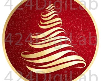 Gold Christmas Tree PNG, Sublimation Design, Commercial Use