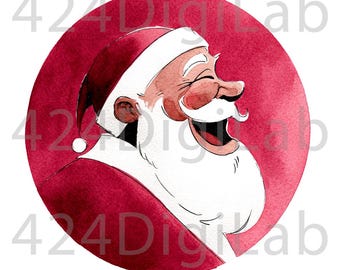 Watercolor Santa PNG, Christmas Sublimation Design (Digital Download)