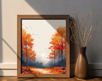 Autumn Forest Art Print • AI Generated Landscape (Digital Download)