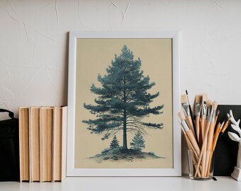 Pine Tree Art Print • AI Generated Forest Landscape (Digital Download)