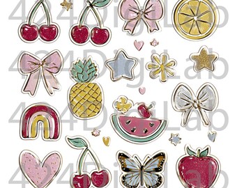 Fruits Bundle Clipart, 50+ Png, Lunch Art, Food Graphics, Digital Prints, Commercial Use , Sublimate Designs Download, Digital Download Png