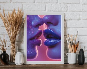AI Lips Art Print • Modern Home Decor (Digital Download)