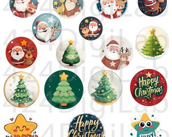 Santa, Reindeer and Tree Christmas 17+ PNG Clipart Bundle | Holiday Sublimation Designs, Commercial use