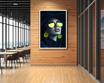 Black and Yellow Fashion Portrait Art Print • AI Generated (Digital Download)