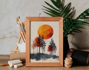 Autumn Tree Art Print • AI Generated Fall Landscape (Digital Download )