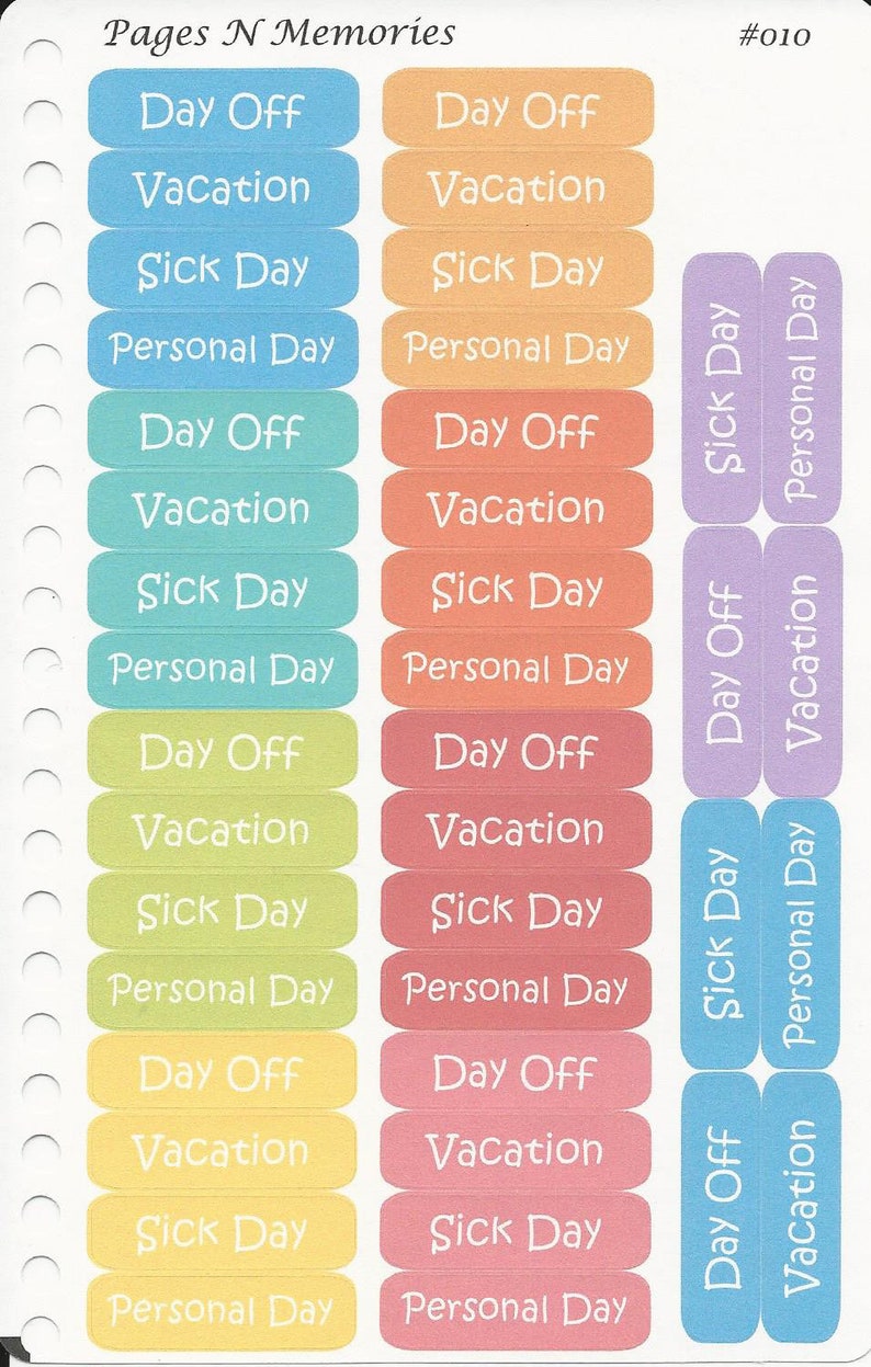 Work Days Off Planner Stickers 010 Etsy