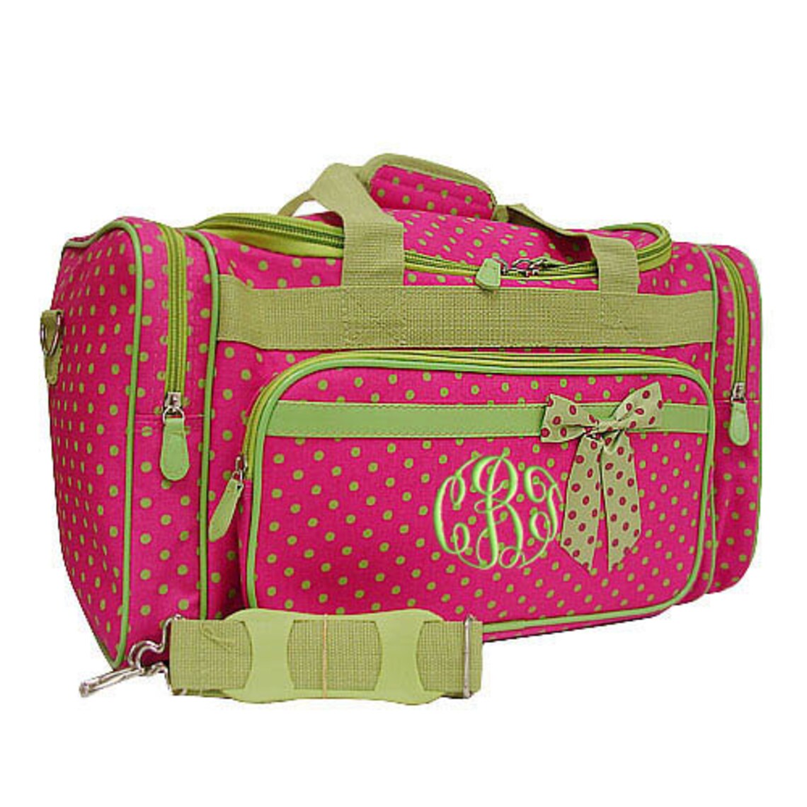 Personalized Duffle Bag Hot Pink Lime Green Polka Dots DANCE Etsy