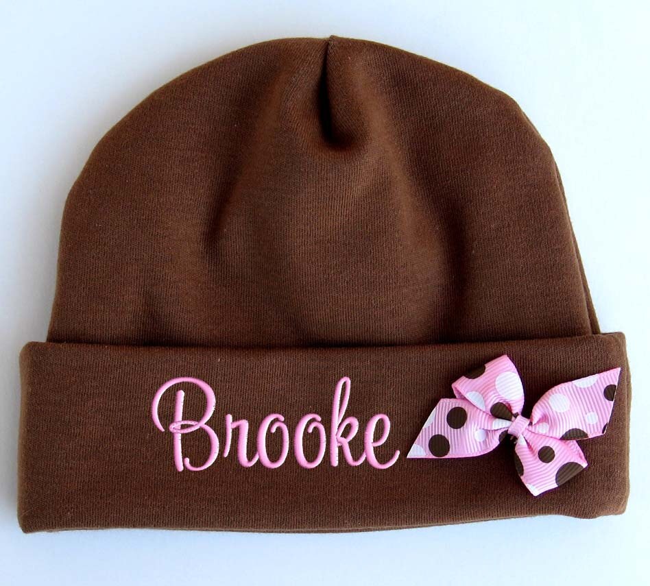 Personalized Beanie Hat Newborn Baby Girl Embroidered Etsy