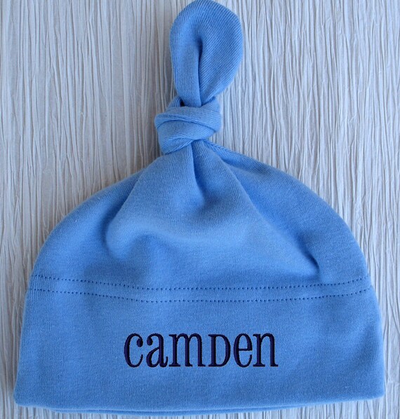 Personalized Baby Hat Monogrammed Name Boy Beanie Cap Knotted Etsy