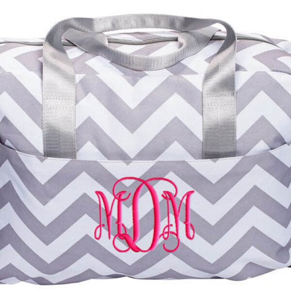 Diaper Bag Personalized Gray Chevron Grey Monogrammed Baby Tote, Boy Girl