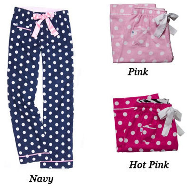 Monogrammed Pajama Pants Polka Dots Personalized Preppy Etsy