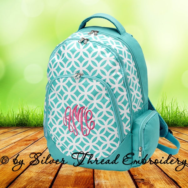 Girls Personalized Backpack Aqua School Monogrammed