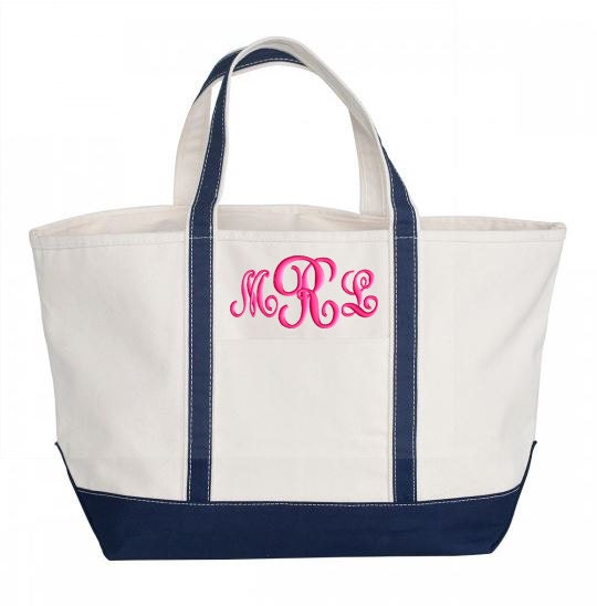 Monogram Boat Tote Bag Personalized Canvas Bag Zipper Top | Etsy
