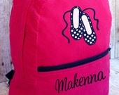 Ballet Backpack Personalized Hot Pink Navy Corduroy Monogrammed Girls Children Kids