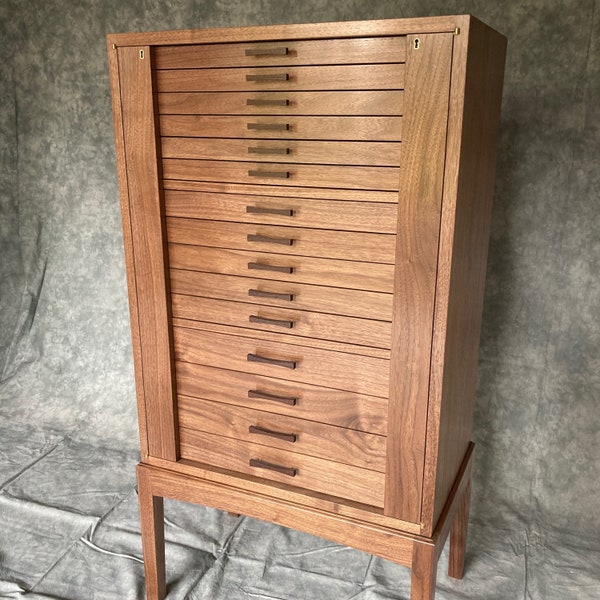 Jewelry Armoire Black Walnut Locking Cabinet--SuperCab