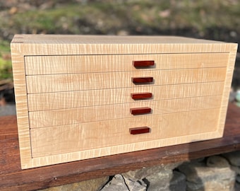 Large Jewelry Box--Large Curly Maple and Rosewood Jewelry Box