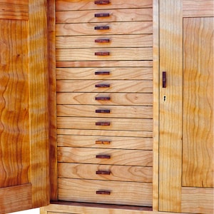 Curly Cherry & Rosewood Jewelry Cabinet-Marsha&#39;s Cabinet