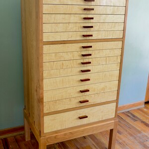 Jewelry & Lingerie Armoire, Cali Cab, Cherry, Curly Sugar Maple, Rosweood image 2