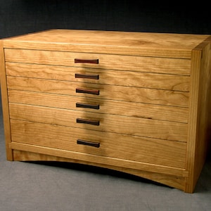 Large Jewelry Box-Curly Cherry & Rosewood Jewelry Armoire--Arched Apron Chest