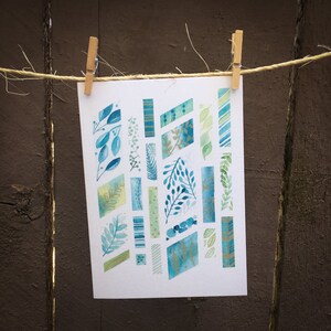 Carte pour notes Feuilles et vignes - Couleurs printanières