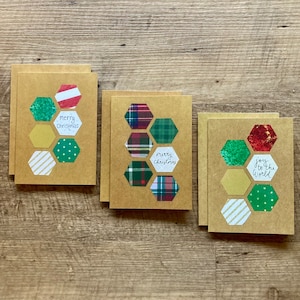 Tarjetas de Navidad Merry Hexagons 3x5 - Juego de seis