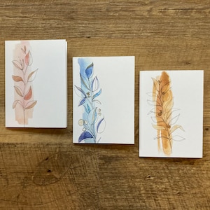 Lot de 3 - aquarelle brins 3 x 5 cartes pour correspondance