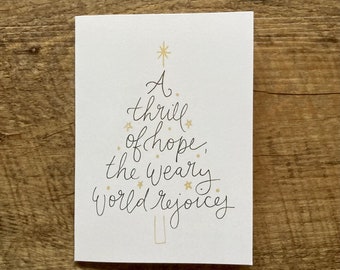 A Thrill of Hope Calligraphy Christmas Tree 3x5 Notecard