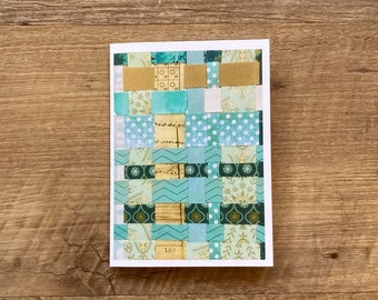 Blue and Brown Woven-Paper Notecard