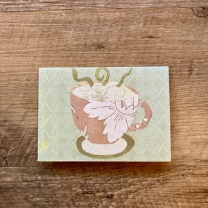 Carte pour notes florale en papier à motifs de tasse de café