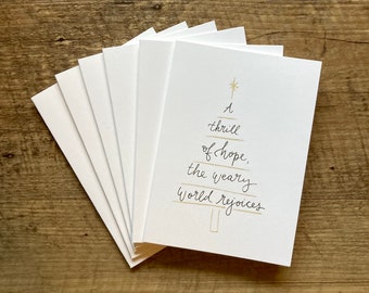 A Thrill of Hope Simple Christmas Tree 3x5 Notecards - Set of Six