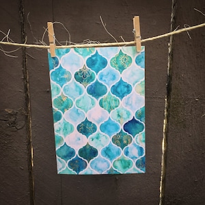 Blauwe Quatrefoil Gevormde Notecard